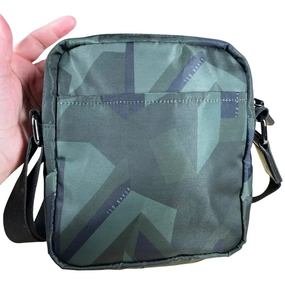 TED BAKER London Signle Camo Crossbody Messenger Bag Mens/Womens In Olive Travel